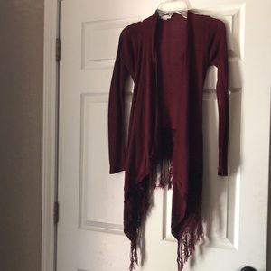 XS PacSun maroon cardigan